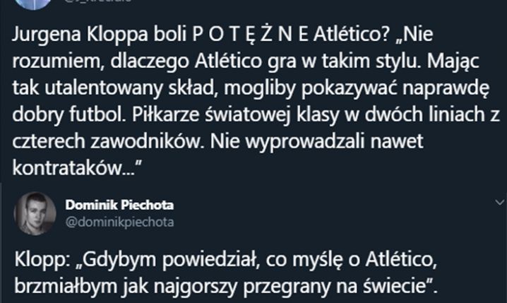 SŁOWA Kloppa po odpadnięciu z LM z Atletico!